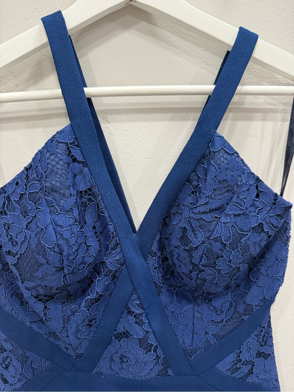 Aidan Mattox Navy Lace Bodice Spaghetti Strap Mini Dress - Picture 5 of 6